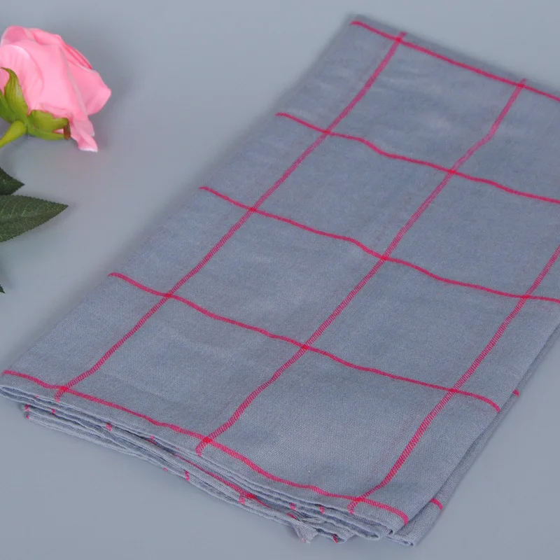 1 gray Classic Plaids Tartan Cotton Voile Muslim Hijab Scarf for Ladies Long Cross Stripes Double Color Islamic Hijabs Shawl Wrap Scarf - Цвет: 1 gray