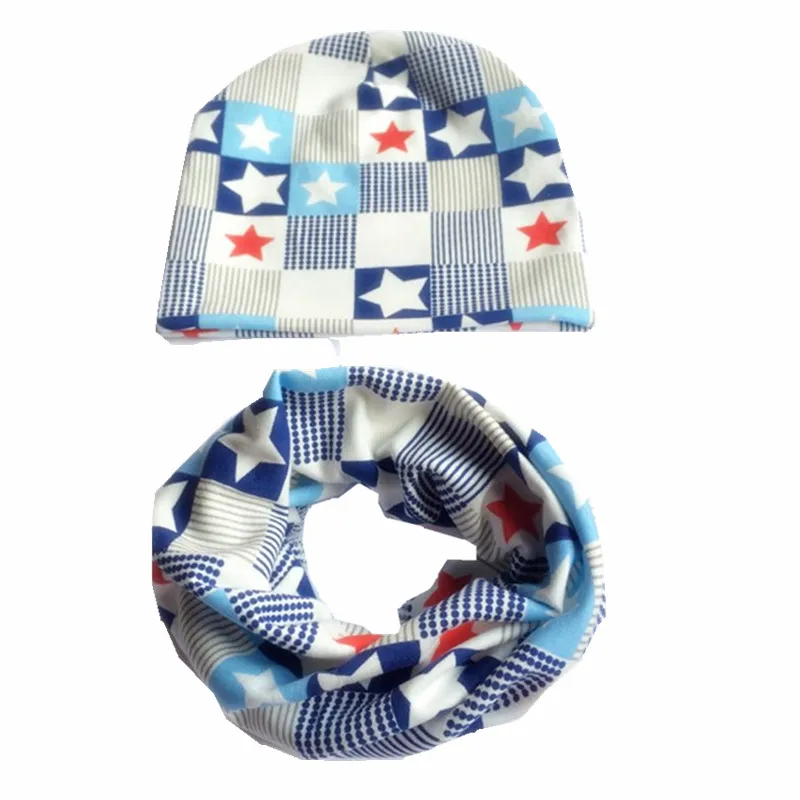 flag Хлопковый Детский шарф с рисунком звезды, сердца, якоря, мороженого, шапочки Детские шапки с воротником для мальчиков и девочек Детские колпачки костюмы - Цвет: flag