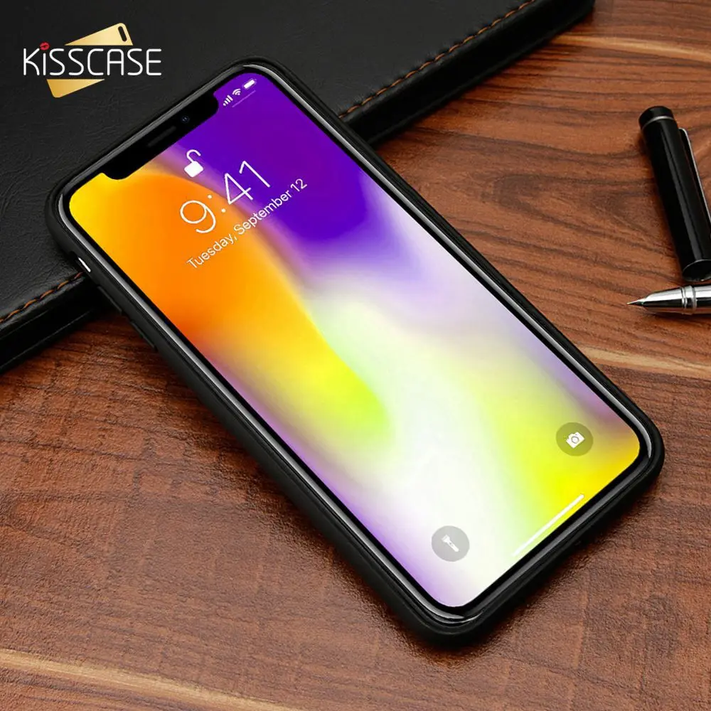 KISSCASE Vintage PU Leather Phone Case For iPhone XS MAX XR Hard Business Original Design Cover iPhone7 Plus 8 Capinhas |