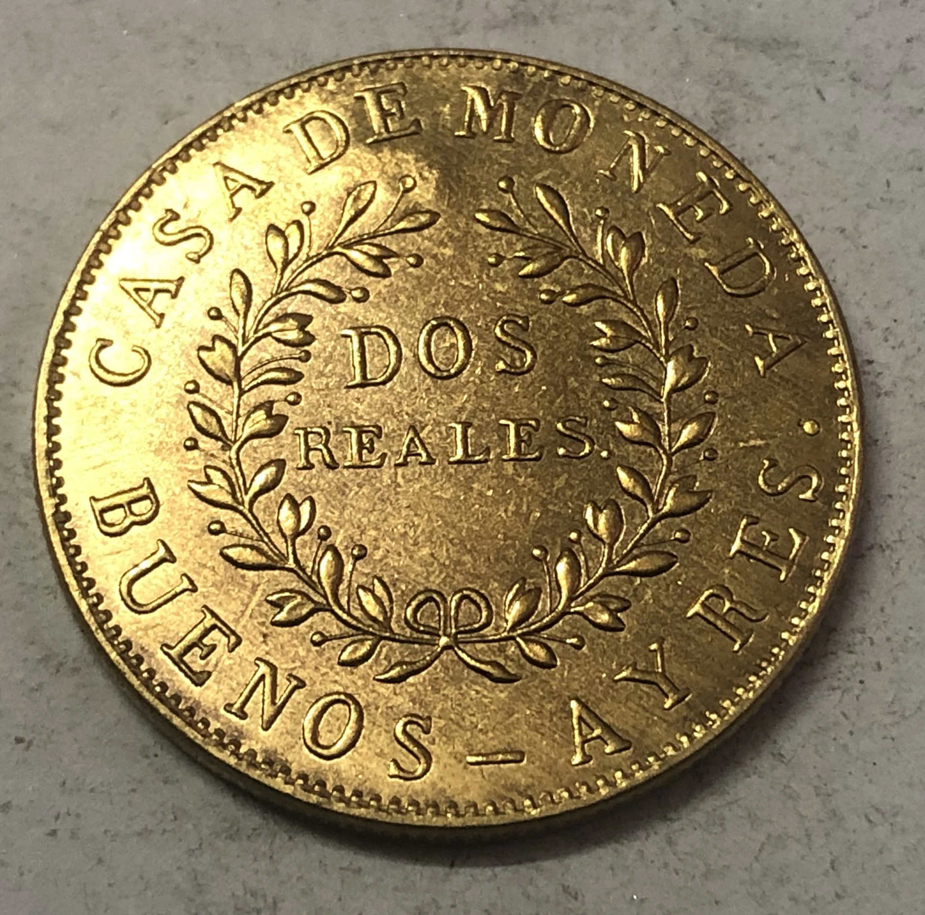1844 Buenos Aires 2 Reales медная копия монеты | Дом и сад