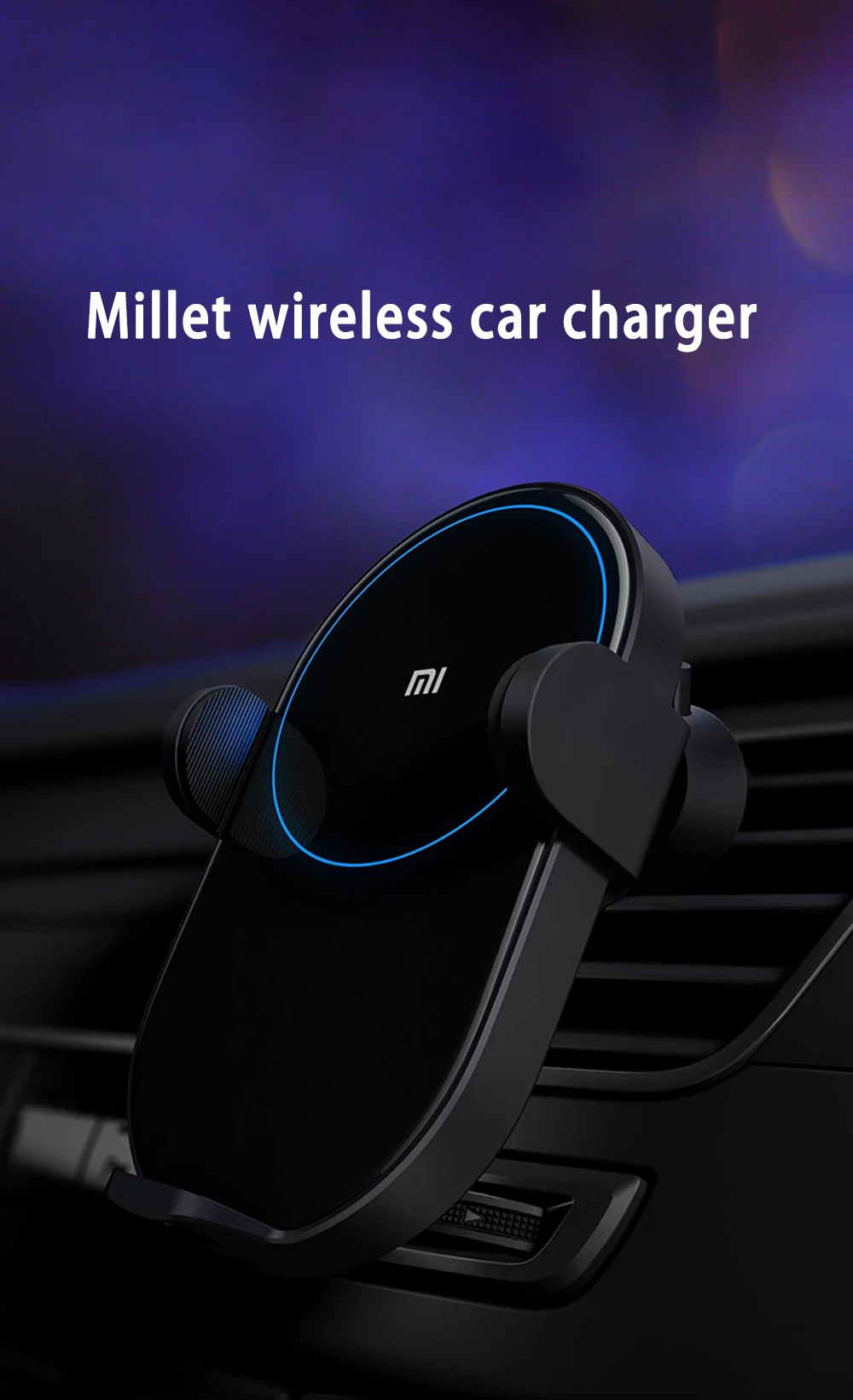 Xiaomi mi, беспроводное автомобильное зарядное устройство, держатель для мобильного телефона, Электрическое Авто зажимное 2.5D стеклянное кольцо Qi, быстрая зарядка, максимум 20 Вт, для mi 9