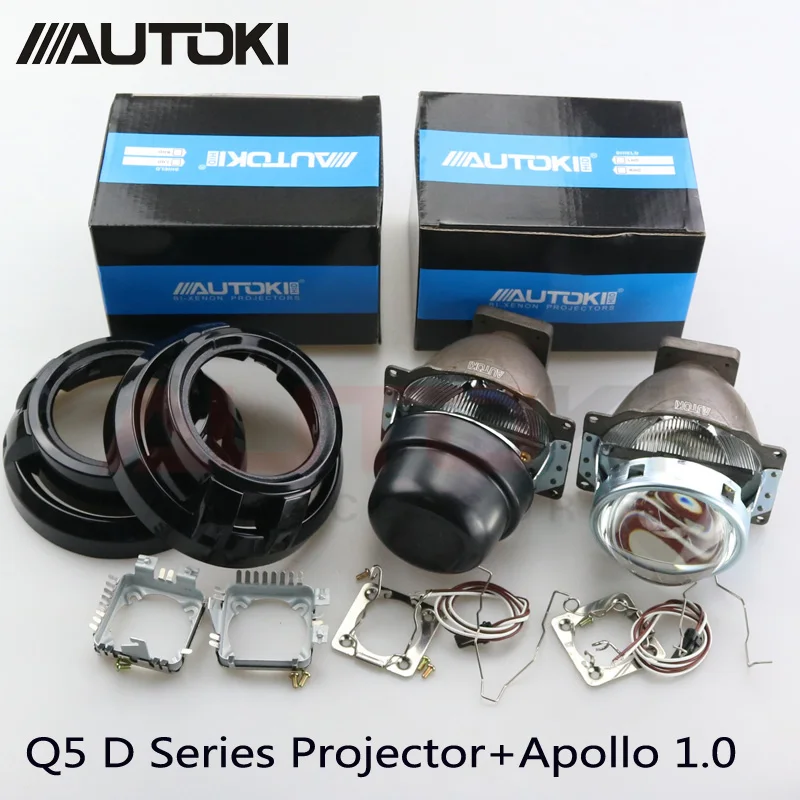 Автомобильный биксеноновый проектор Autoki 3 0 "Koito Q5 объектив + патрон Apollo 1 D1S D2H D2S