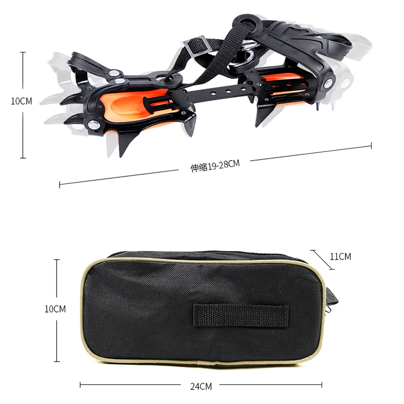 Hewolf 10-Teeth Crampon Manganese Steel Ice Gripper Crampons Snow Board For Skiing Climbing Anti Slip Cleats Outdoor Tools | Спорт и