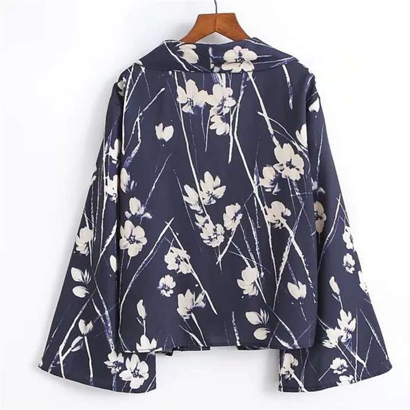 Зубчатый куртка Цветочный navy blazer feminino офисные костюм пальто с цветочным принтом