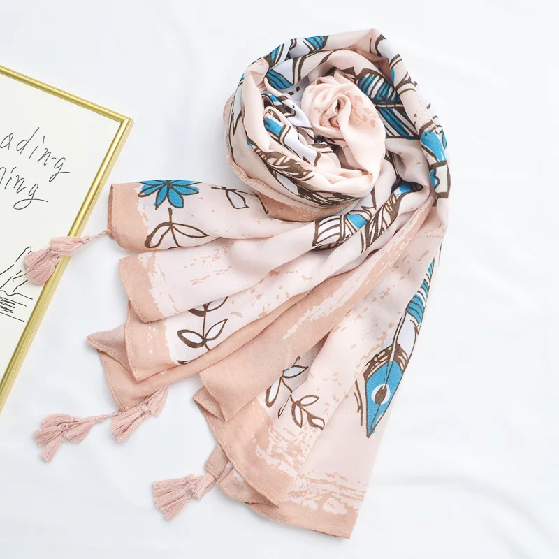 Новинка 2019 женская мода Африканский этнический шарф-шаль из вискозы с перьями