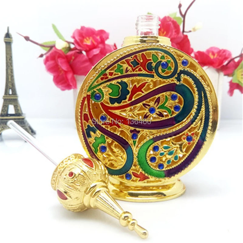 12 мл Высокое качество серебро Винтаж пустые флаконы для духов, бронзовый сплав арабский флакон духов Дубай, античная parfum металлическая бутылка