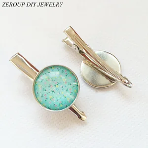 20 мм 10 шт посеребренные заколки для волос заколки стеклянные кабошоны Cameo Базовые принадлежности для ювелирных изделий HC-007