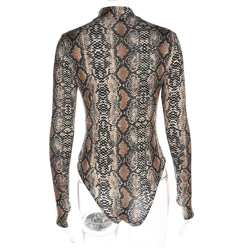 Stage Clothes For Singers One Piece Snake Print Slim Fit High Collar Long Sleeve Top Bodysuit Nightclub Pole Dance Wear DNV10699
