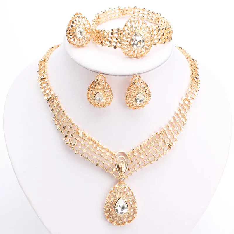Дубай Модные Винтажные роскошные стразы свадебное ожерелье серьги браслет