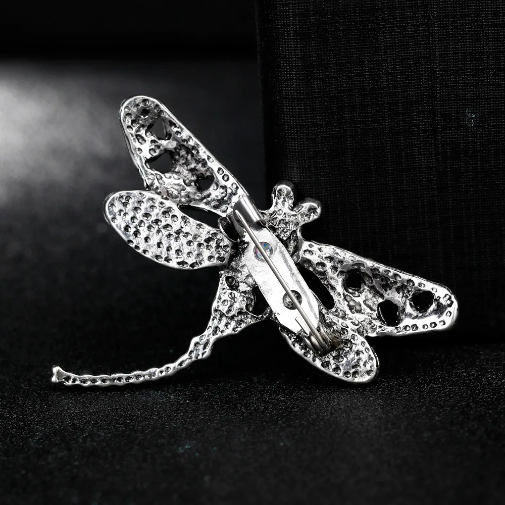 olowu Antique Animal Brooch Crystal Jewelry Broach Women Accessories Raw Color Shell Pins And Brooches Gifts Dragonfly | Украшения и