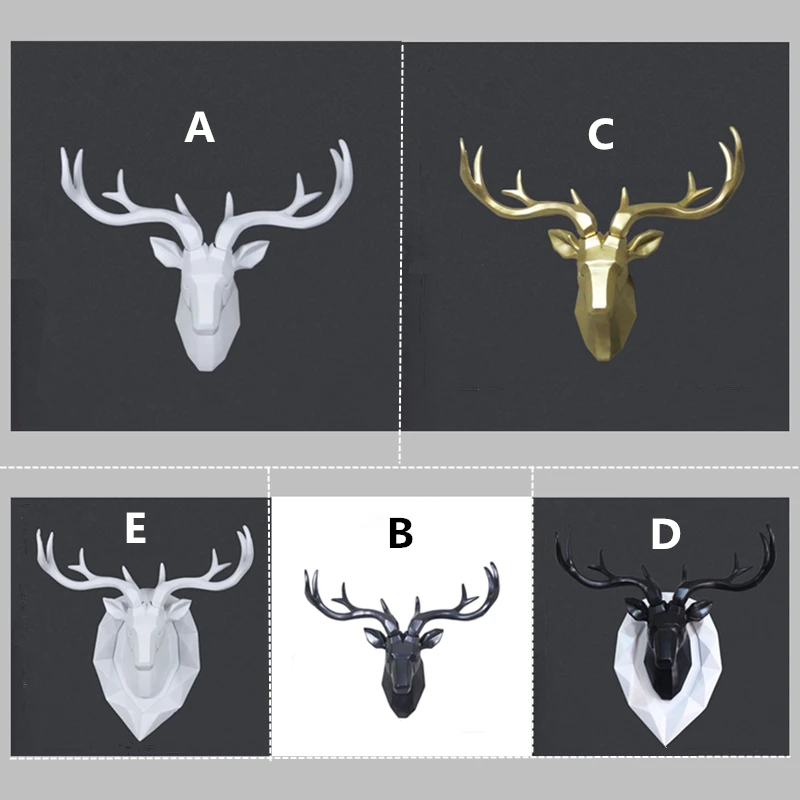 

2019 Creative European Style Deer Head Wall Hanging Statue Animal Figurine Sculpture For Home Decorations Attic Ornaments Bar