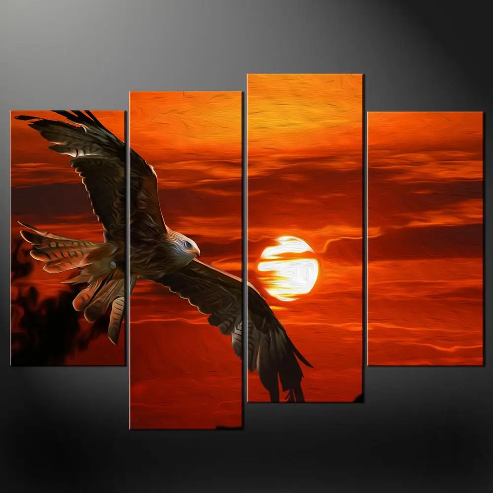 Картина маслом на холсте парящий Орел море 4 шт. без рамы модульные настенные
