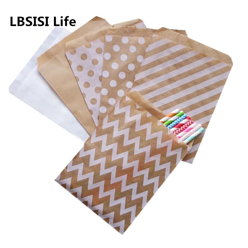 LBSISI Life 100 шт. крафт-бумажный пакет подарочные пакеты для печенья и конфет