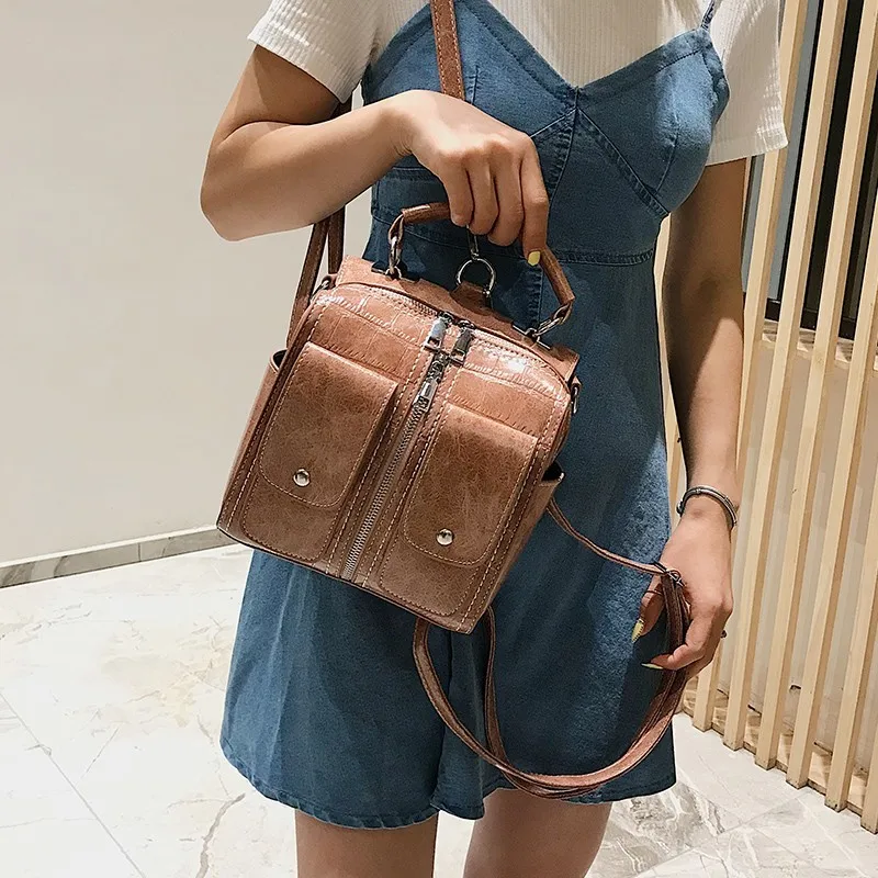 Женский кожаный рюкзак Sac A Dos Femme многофункциональный винтажный школьный для