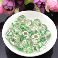 10pcs cut faceted glitter powder 5mm big hole crystal glass spacer beads charms fit for pandora bracelet necklace jewelry making