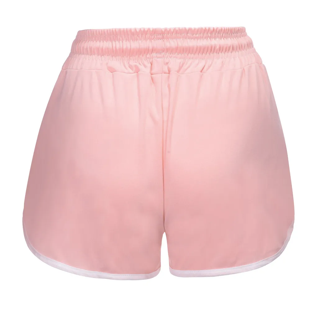 Женские спортивные шорты на шнуровке однотонные с эластичным поясом | Женская