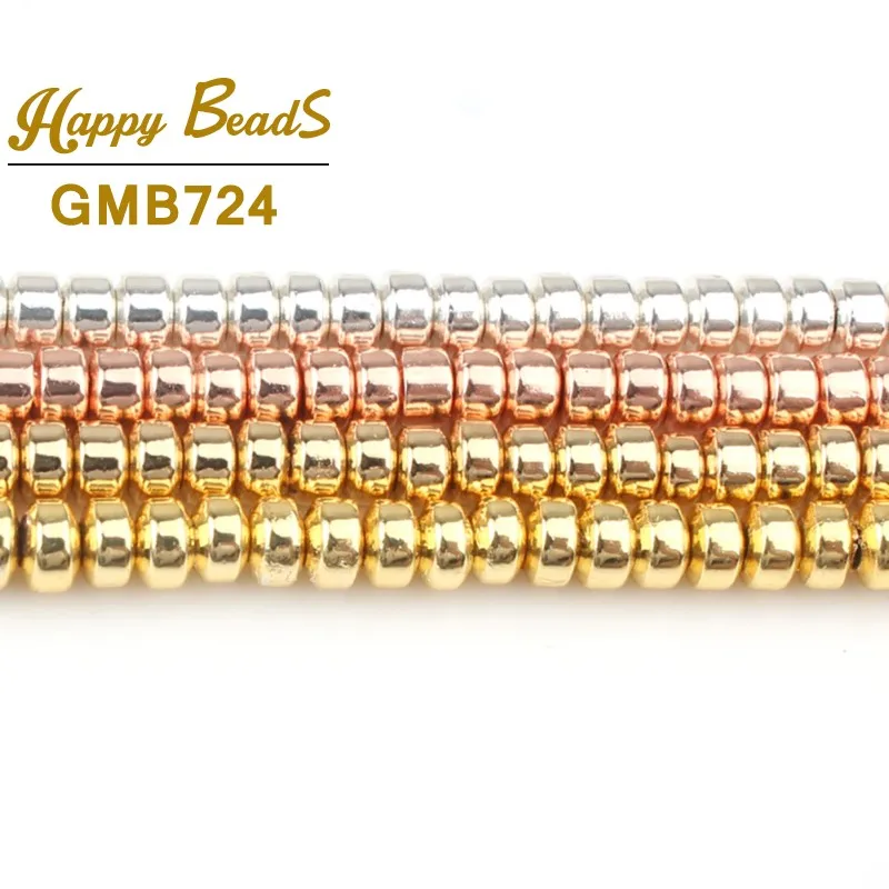 3X2MM натуральный камень розовое золото посеребренные гематит бусины Свободные