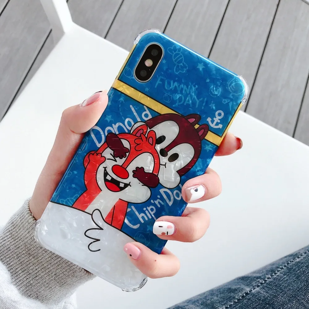 Soft Glitter Conch Shell For iPhone 6 6s 7 8 Plus X XR XS Max Case Four-corner anti-fall Cover Cartoon Marble Capa |