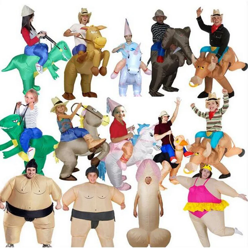 2017 надувной костюм на Хэллоуин для взрослых Детский веер T-rex Горилла сумо Корова