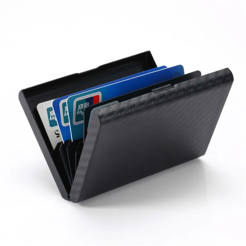 BYCOBECY RFID Для мужчин женщин модные углеродный волоконный кошелек Металлические