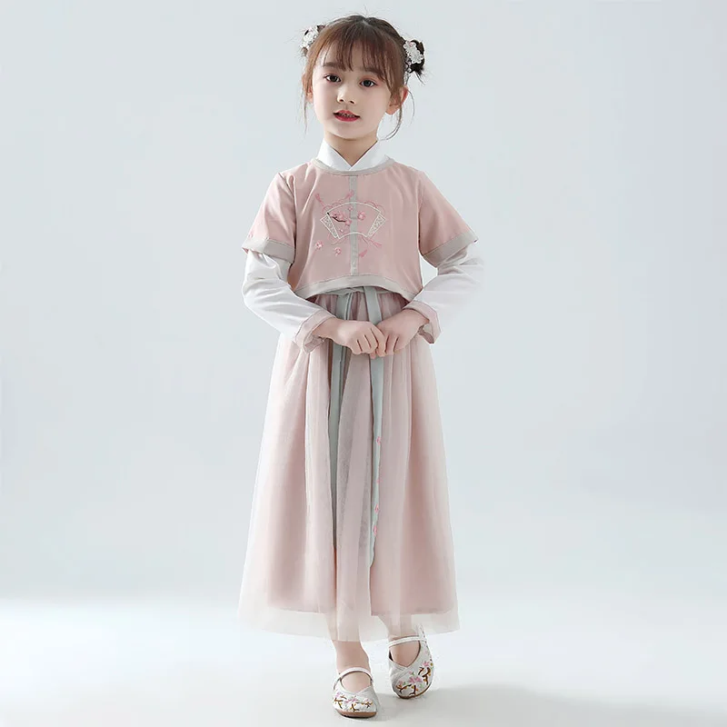 As picture Детские Hanfu костюм для девочки в китайском Стиль со сказочным цветком в стиле династии Тан платье древней китайской и традиционный Hanfu одежда, костюмы для танцев DQL482 - Цвет: As picture