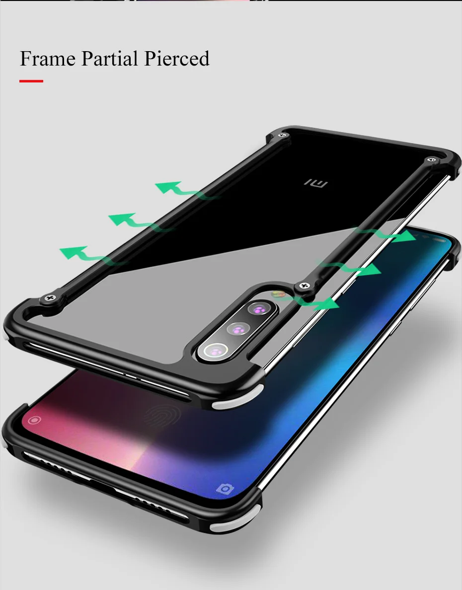 OATSBASF металлический чехол с подушкой безопасности для XiaoMi9 металлический бампер 360 полный защитный чехол для Xiaomi9