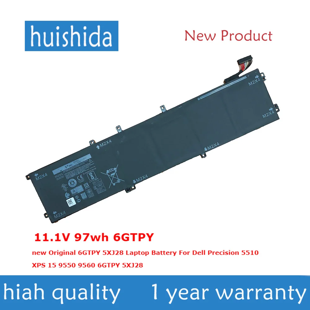 Аккумулятор для ноутбука dell XPS 11 1 15 5510 9550 5XJ28 m5510 M5520 series 9560 в 97 Вт/ч 6GTPY | Компьютеры и