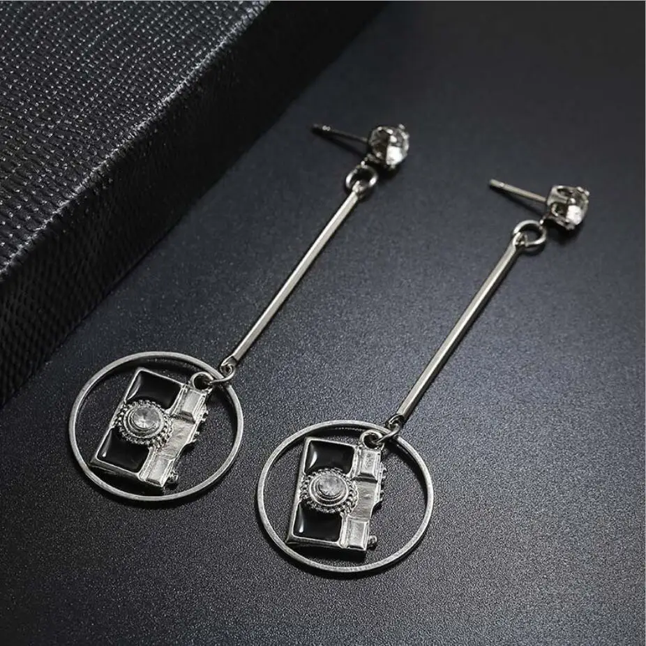 2019 модные геометрические длинные Подвесные серьги круг камера Специальный