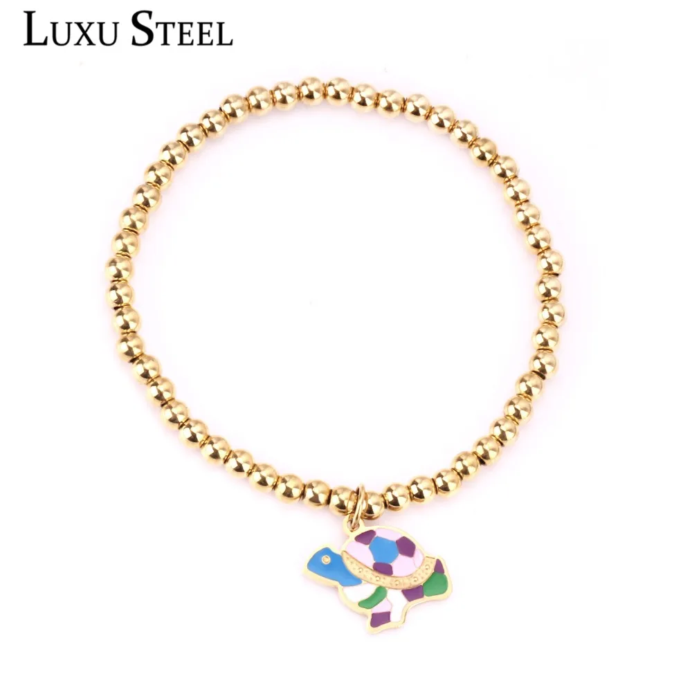 

Роскошные милые Подвески в виде животных золотого цвета, круглые браслеты из бусин и шариков, браслеты, Женские аксессуары из нержавеющей с...