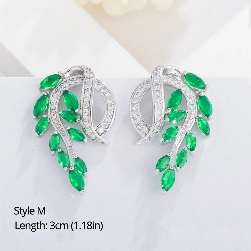 Style M BeaQueen Классическая большая капля воды Зеленый Кристалл Длинные Серьги-Подвески Овальный Круглый сердце, кубический циркон женские свадебные украшения E292 - Окраска металла: Style M
