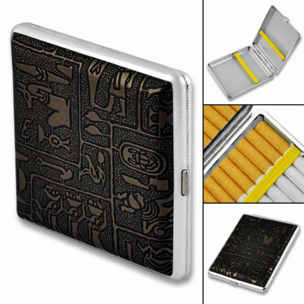 8 видов стилей черный кожаный и металлический футляр для сигарет Чехол держатель