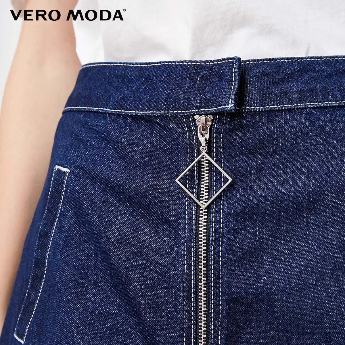 Vero Moda New Women's Decorative Zip A-lined Denim Skirt | 318337519