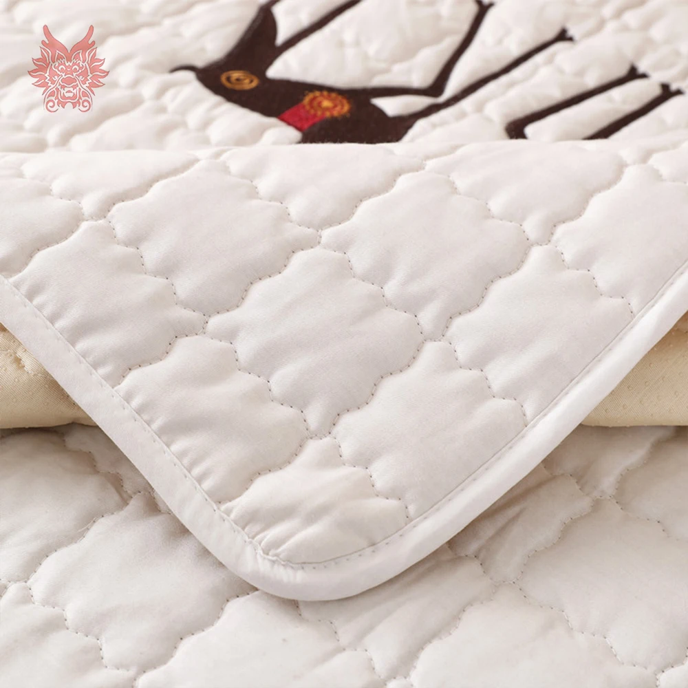 Пасторальный хлопковый стеганый чехол для дивана с вышивкой оленя из