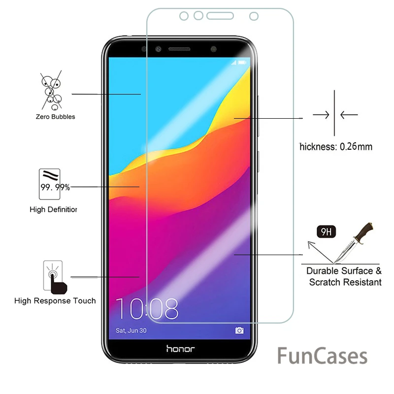 Honor 7A Стекло с уровнем твердости 9 H закаленное для huawei 7C Pro 8C Экран протектор на Nova4