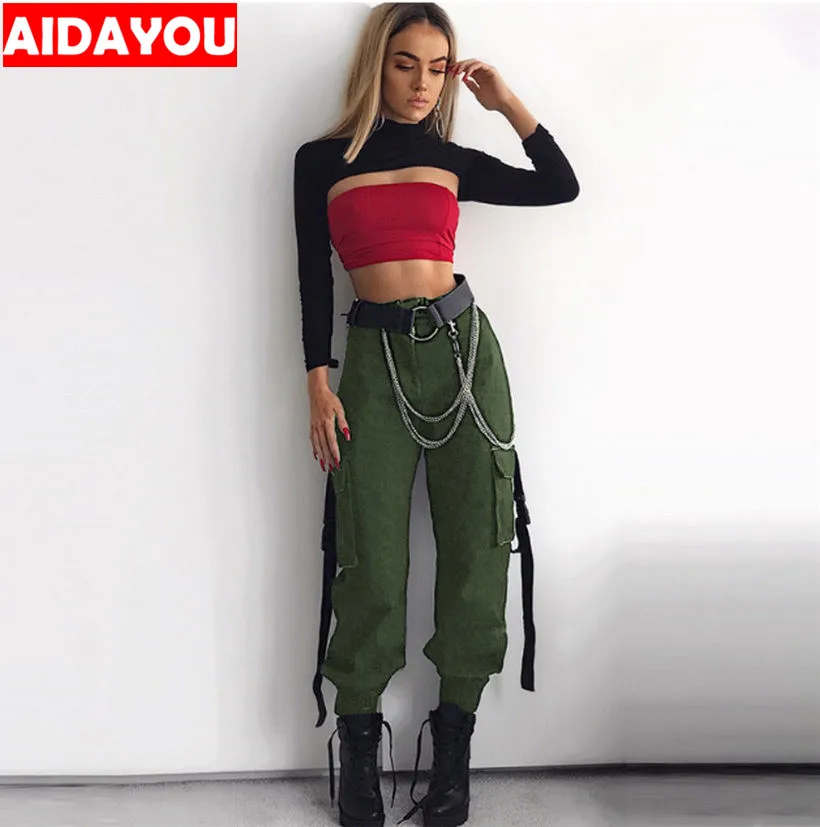 High waist pants camouflage loose joggers Female Trousers style Military BDU Motorcycle ouc361 | Женская одежда