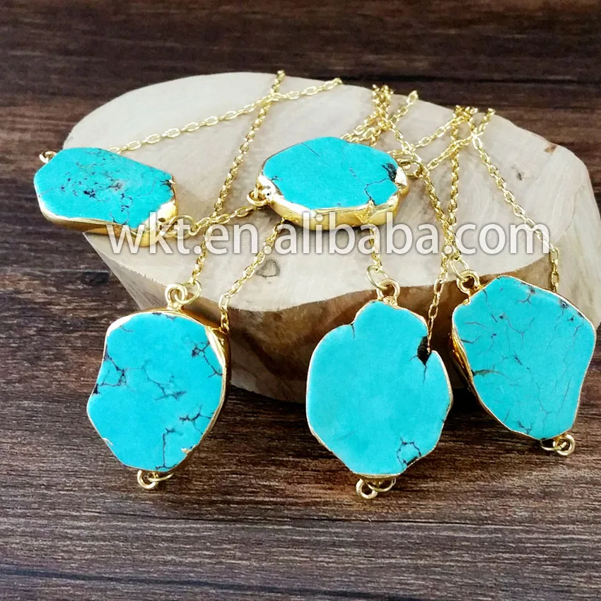 Ожерелье из натурального зеленого говлита с позолотой 24 К WT-N125 | Украшения и