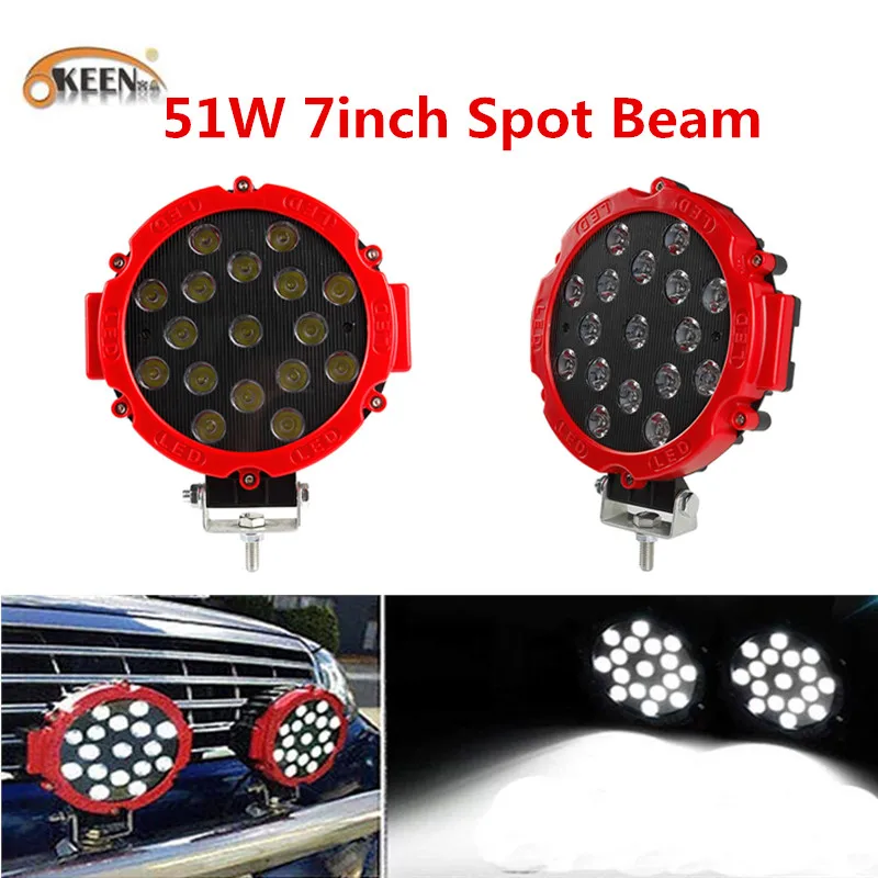 OKEEN LED Light Bar 51 Вт 7 дюймов точечный луч светодиодный круглый рабочий свет