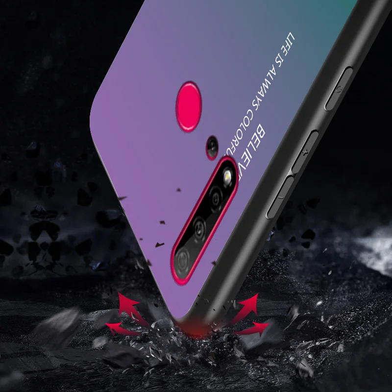 

For Huawei P20 Lite 2019 Case Luxury Gradient Hard Tempered Glass Silicone Frame Back Cover For Huawei Nova 5i Coque Fundas