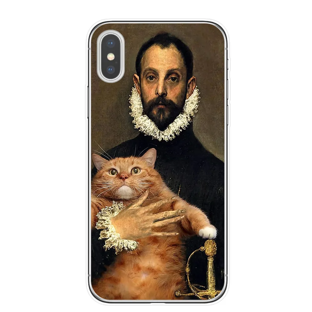 T4375 Забавный чехол для телефона KACKYFUL Leonardo da Vinci Mona Lisa Pat Cat с художественной эстетикой и рисунком для iPhone 8, 7, 6, 6S Plus, X, XS, MAX, 5S, SE, XR - Цвет: T4375