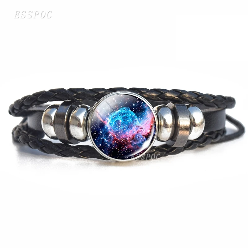 Мужской женский модный браслет с солнечной системой Galaxy Planet Space, кожаный браслет, украшения Вселенная, подарок на день рождения
