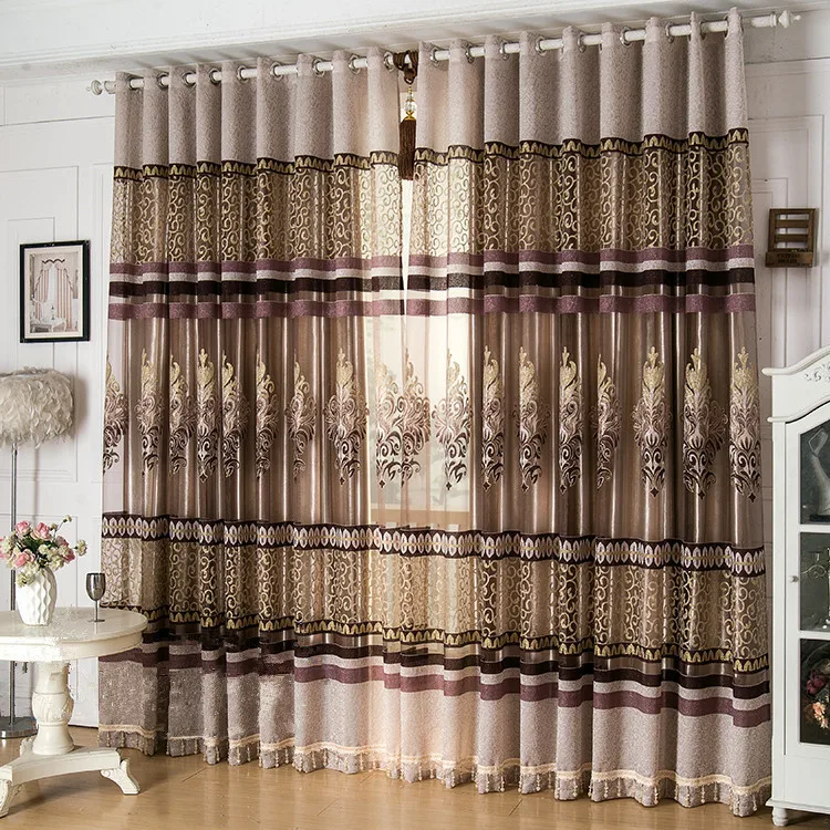 New arrival window screen curtain finished product luxury for living room embroidered tulle +blackout | Дом и сад