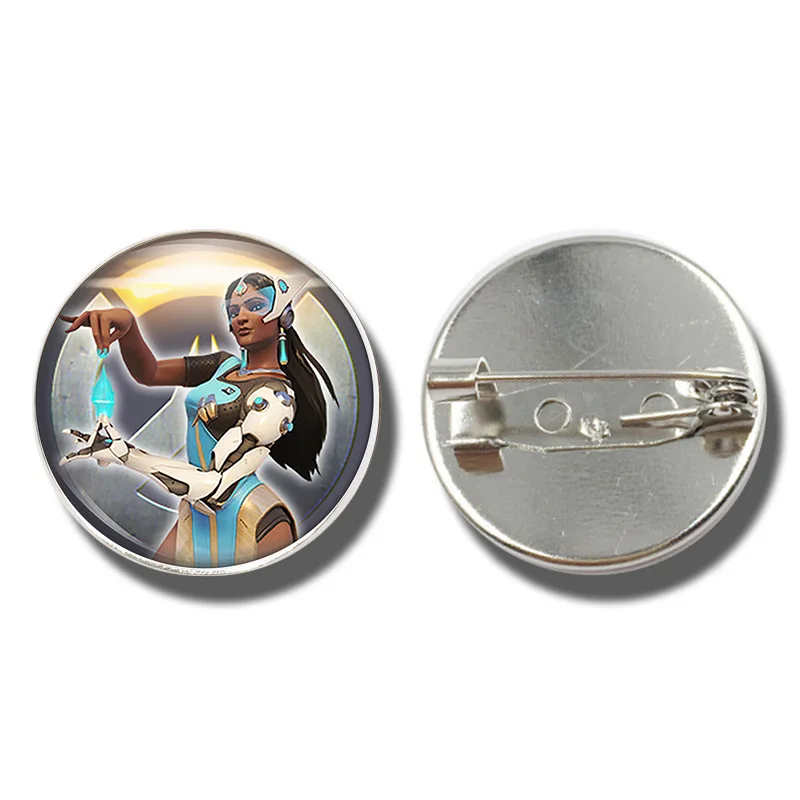 1 шт. 25 мм значок аниме Overwatch DVA Mercy Reaper Tracer Mei стеклянный значок аксессуары для одежды шляпа украшение для рюкзака брошь