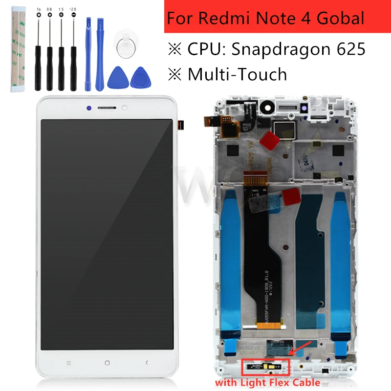 Для Xiaomi Redmi Note 4 Глобальный ЖК-дисплей сенсорный экран стеклянная панель дигитайзер с рамкой в сборе запасные части+ Инструменты