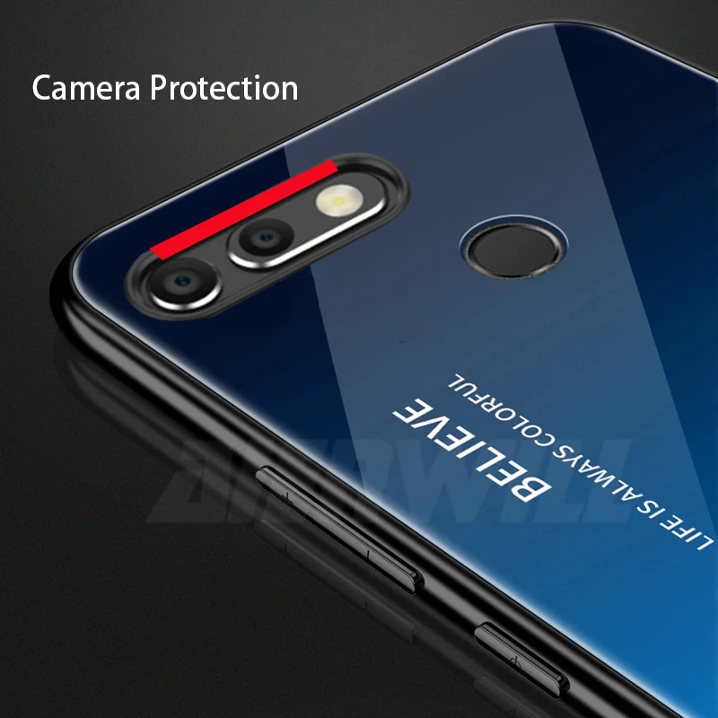 Luxury Glass Case For Huawei Honor View 20 9H Tempered Silicone Cover Hybrid Back 2 Cases |