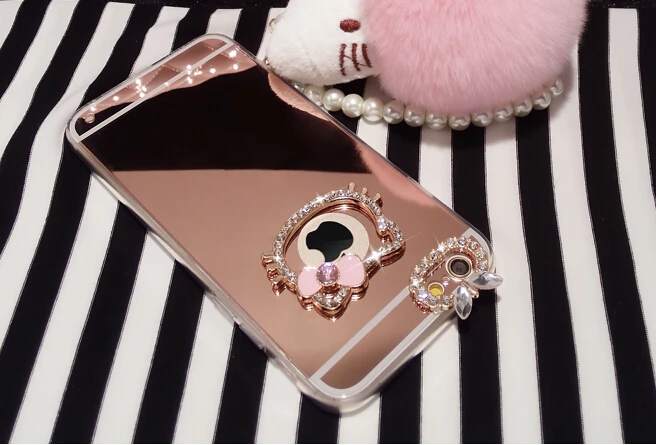 Красивый Алмазный со стразами + Зеркало Мягкая термополиуретановая крышка чехол