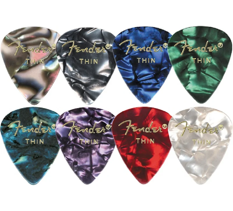 Fender 351 Премиум целлулоидные медиаторы для гитары(12-Pack)-8 цветов