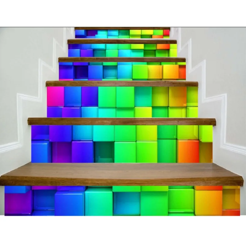 3D наклейка из ПВХ для самостоятельной сборки съемная самоклеящаяся на лестницы