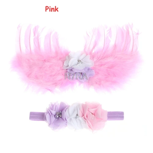 Pink Лидер продаж, повязка на голову с крыльями ангела для новорожденных девочек+ костюм с юбкой-пачкой, наряд для фотосессии-TwFi - Цвет: Pink