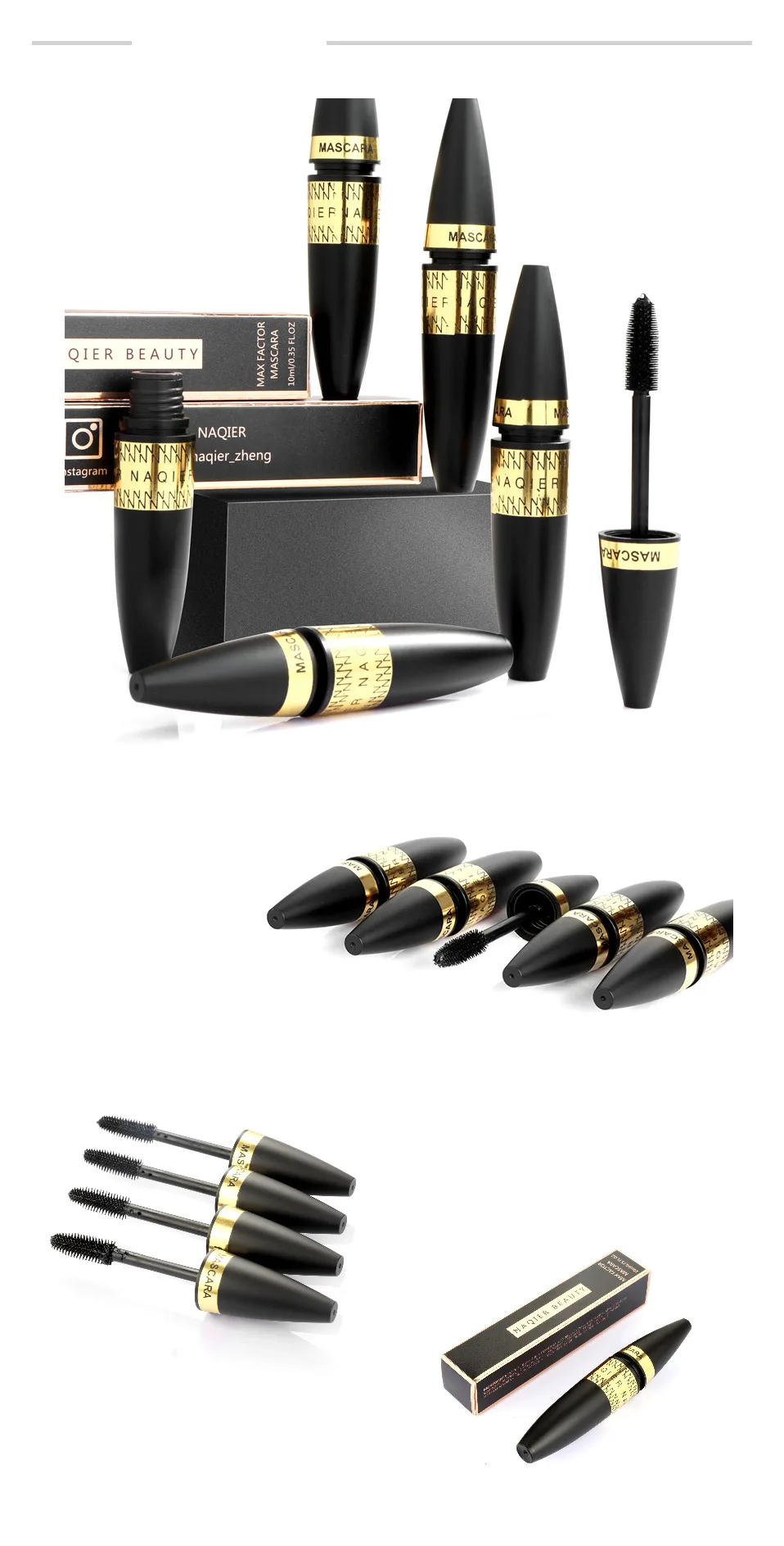 NAQIER тушь для ресниц Длина Длинные загнутые Mascaras 4D шелковое волокно Тушь для ресниц Водонепроницаемая римельная тушь для ресниц «Rimmel» большие глаза