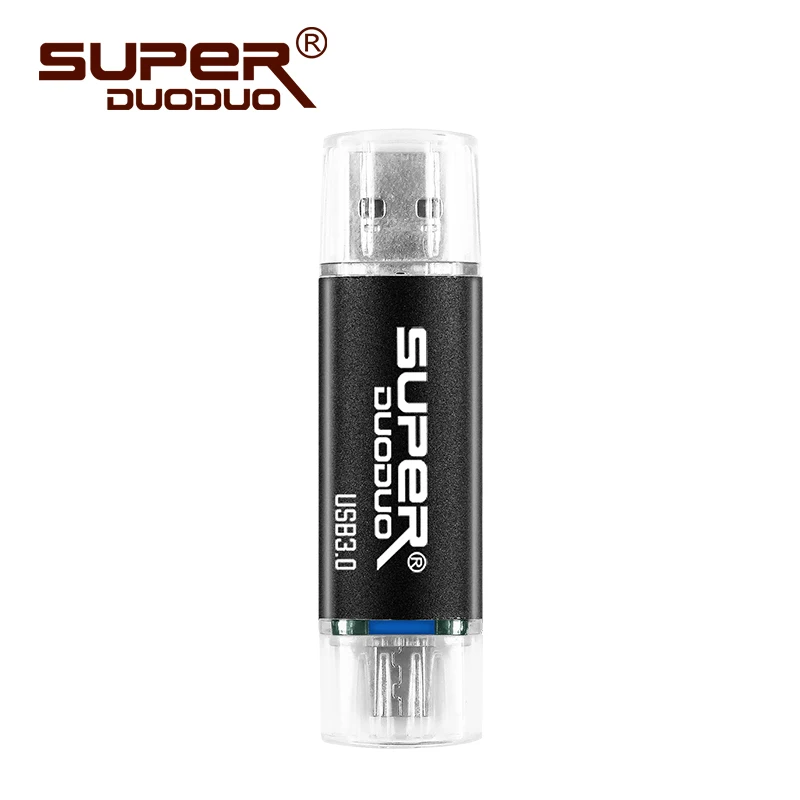 Полная емкость Usb 3,0 OTG USB флеш-накопитель для смартфонов/планшетов/ПК 8 ГБ 16 ГБ 32 ГБ 64 Гб 128 ГБ флеш-накопитель высокоскоростной флеш-накопитель - Цвет: Black